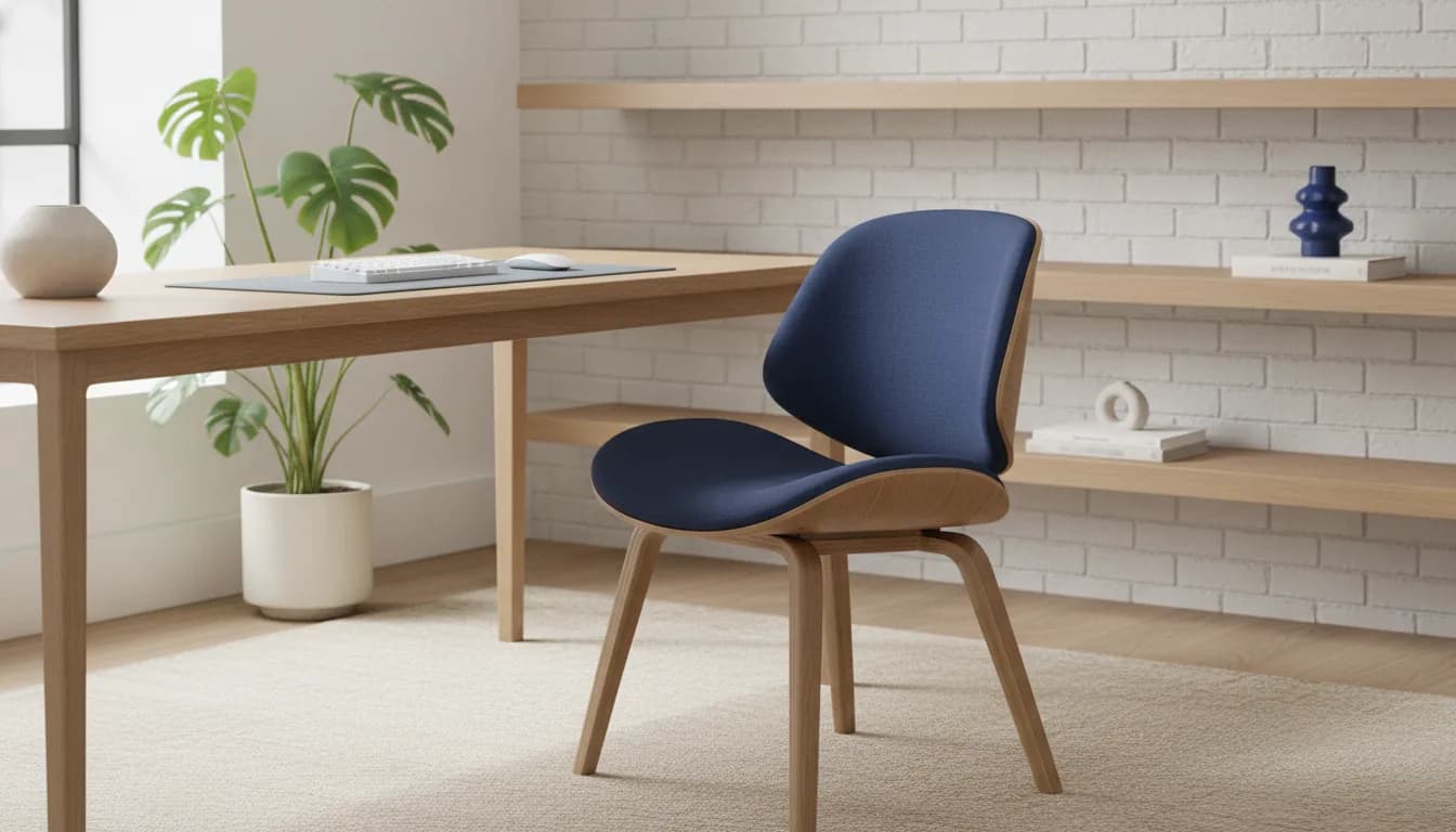 Person sitzt aufrecht auf einem Bürostuhl mit einem ERGOLA Memory-Foam-Sitzkissen, das den Druck auf den Unterkörper reduziert