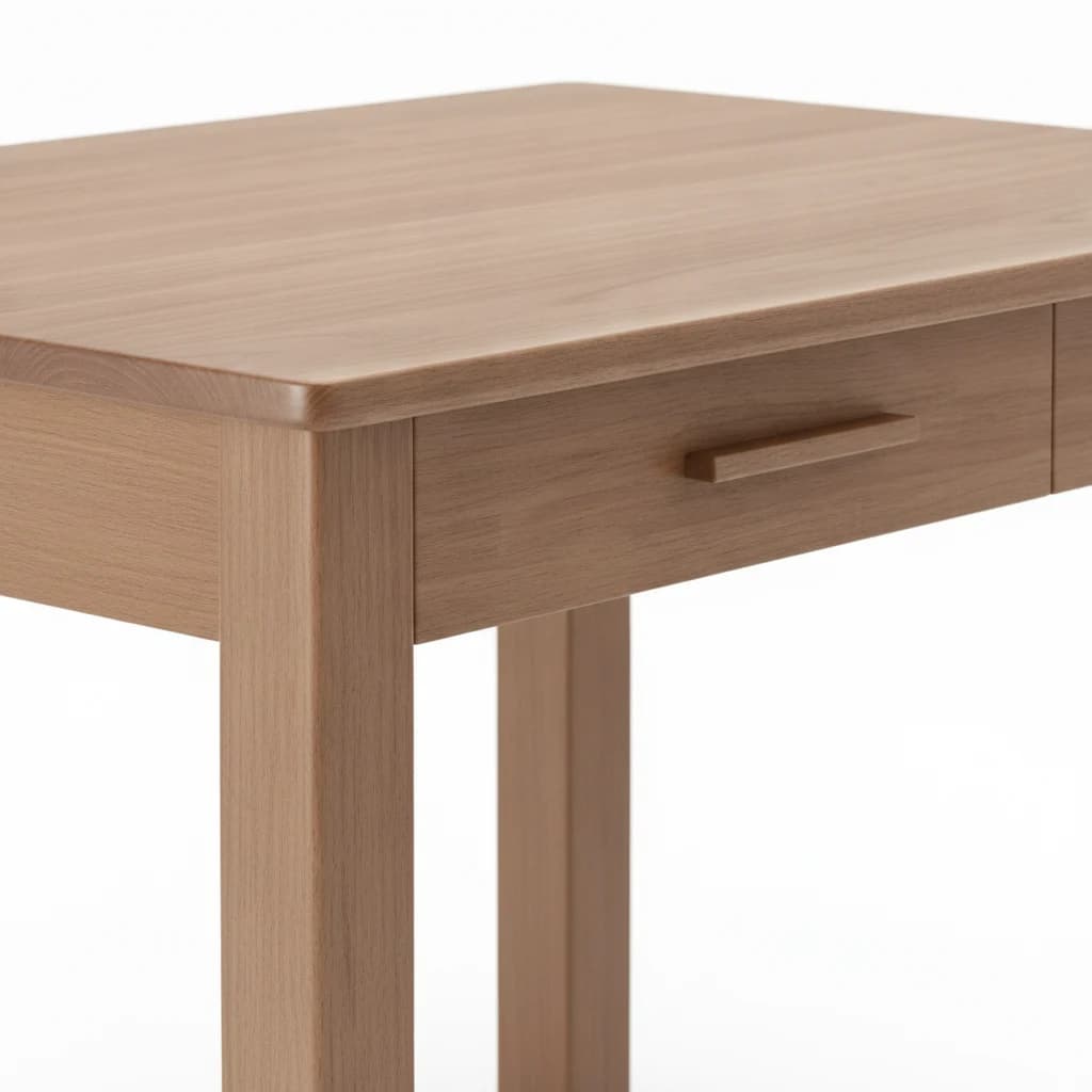 Compact writing desk top and drawer detail