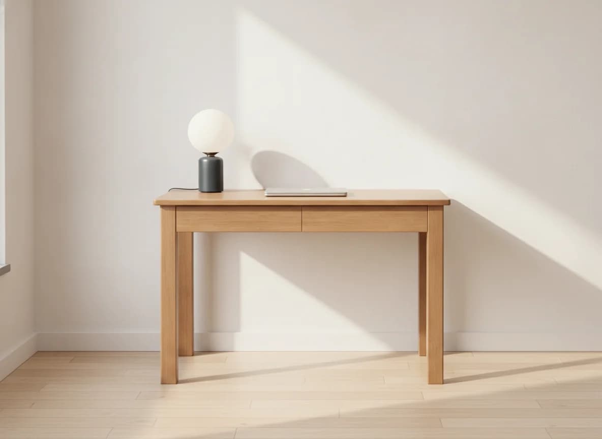 Compact writing desk in a small home office