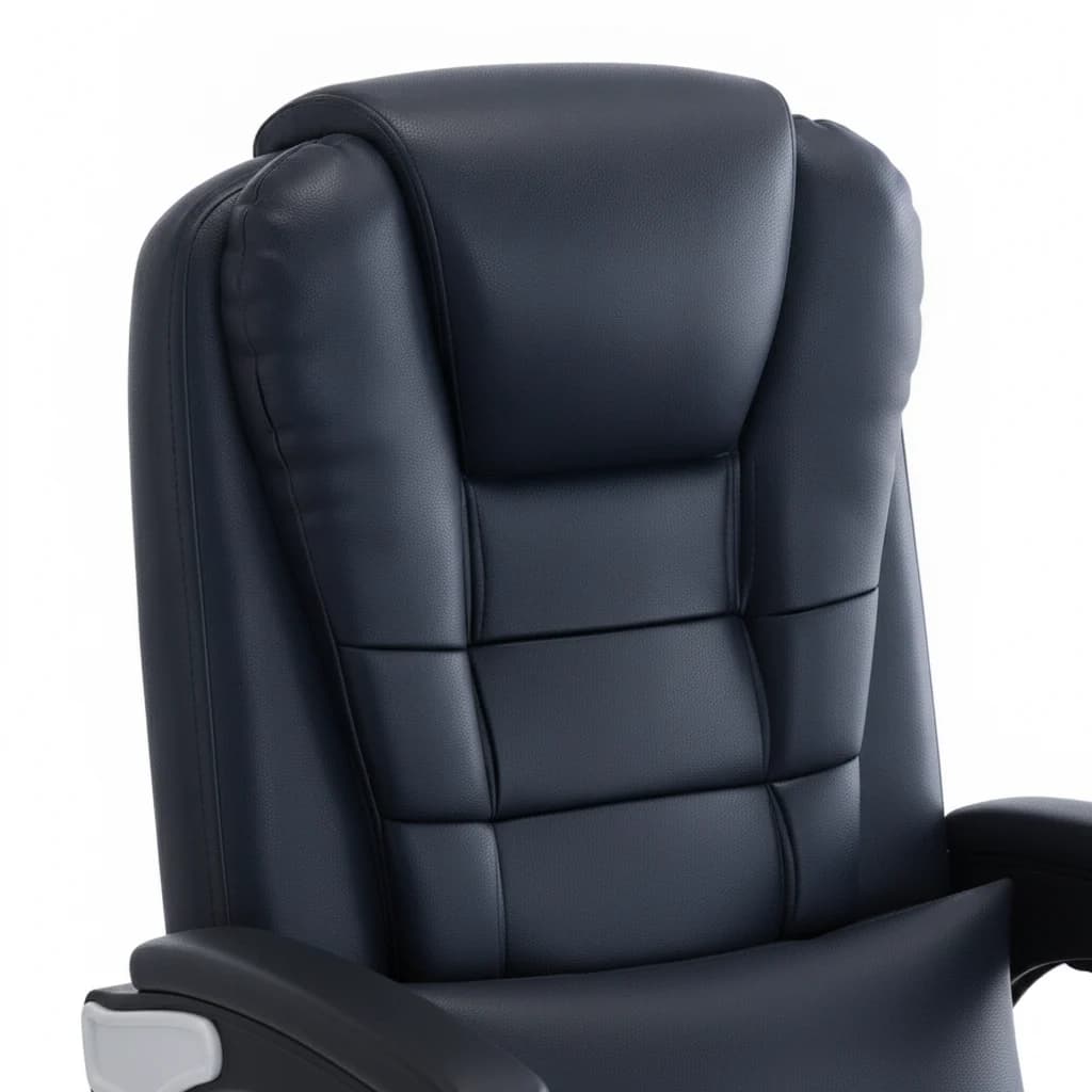 Padded headrest and high back of the executive leather chair