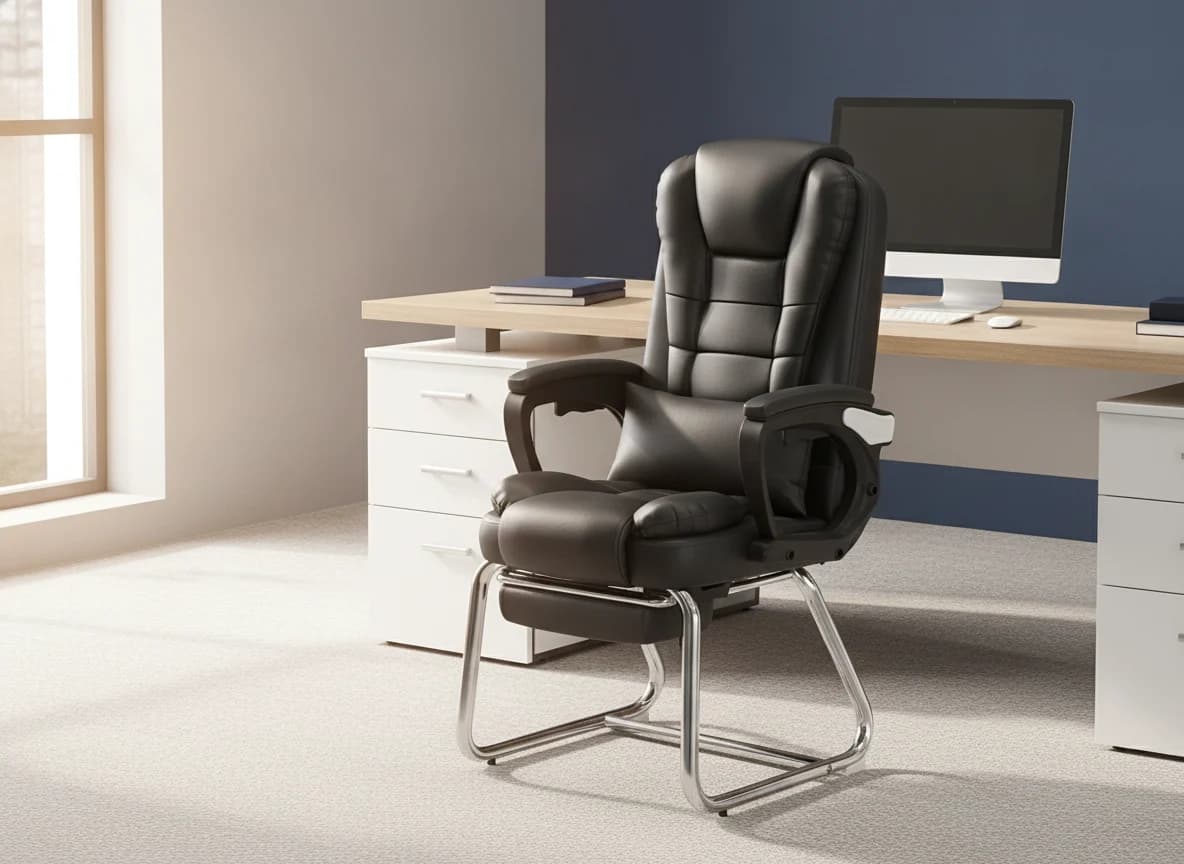 Executive leather high-back chair in a refined office setting