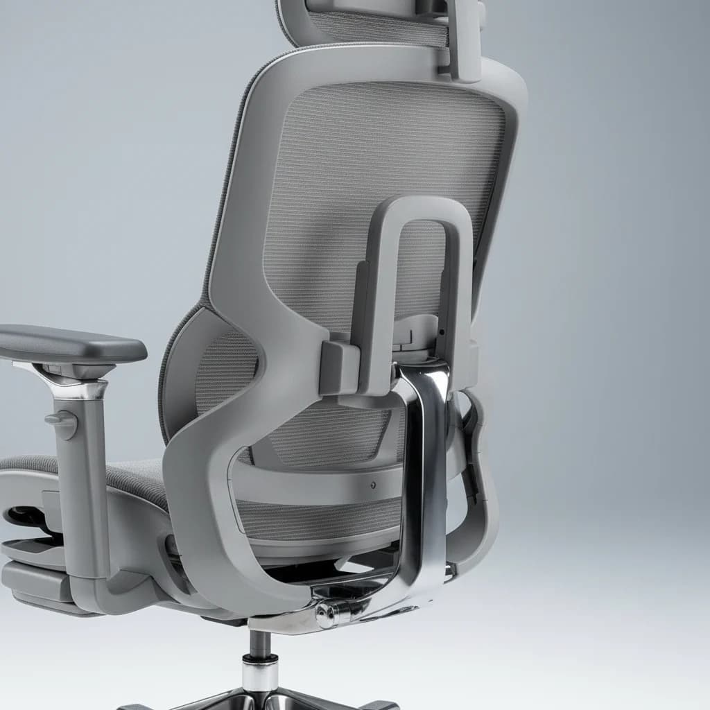 Breathable mesh backrest of the LumaSpine Pro chair