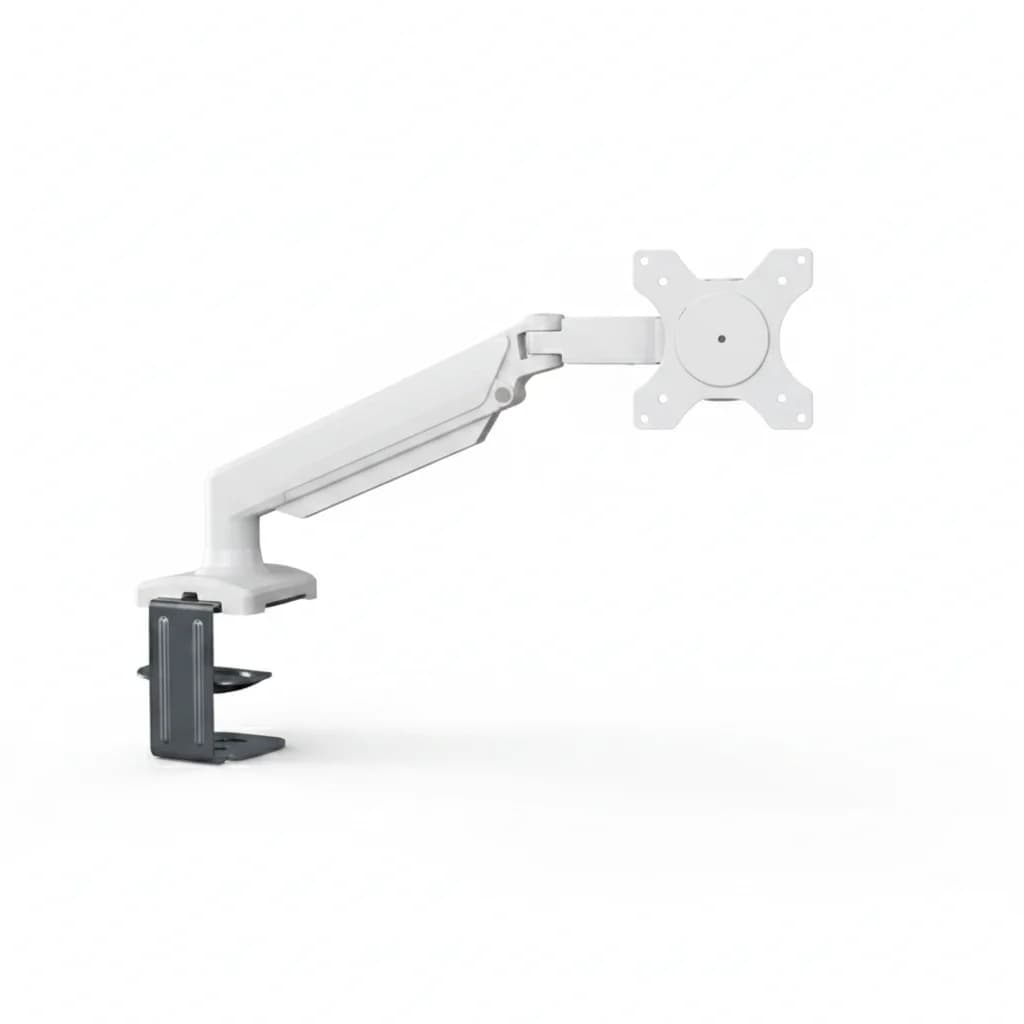 Monitor arm raising a screen to eye level