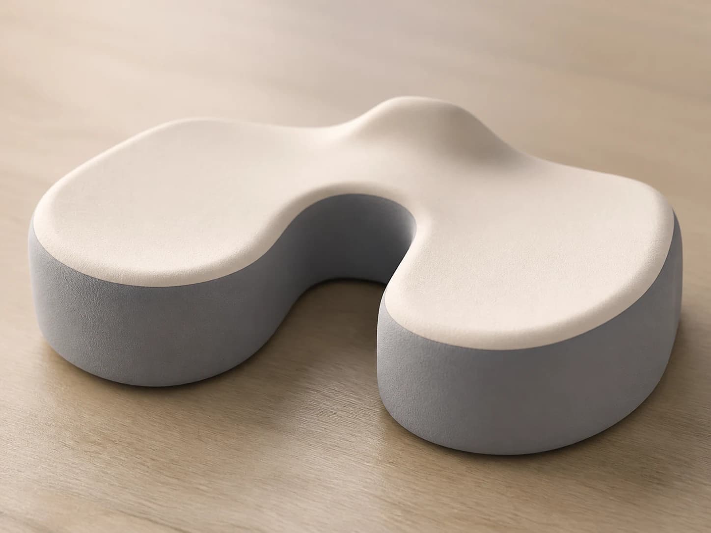 Close rear view of the deep centered U-shaped opening in the Memory Foam Seat Cushion