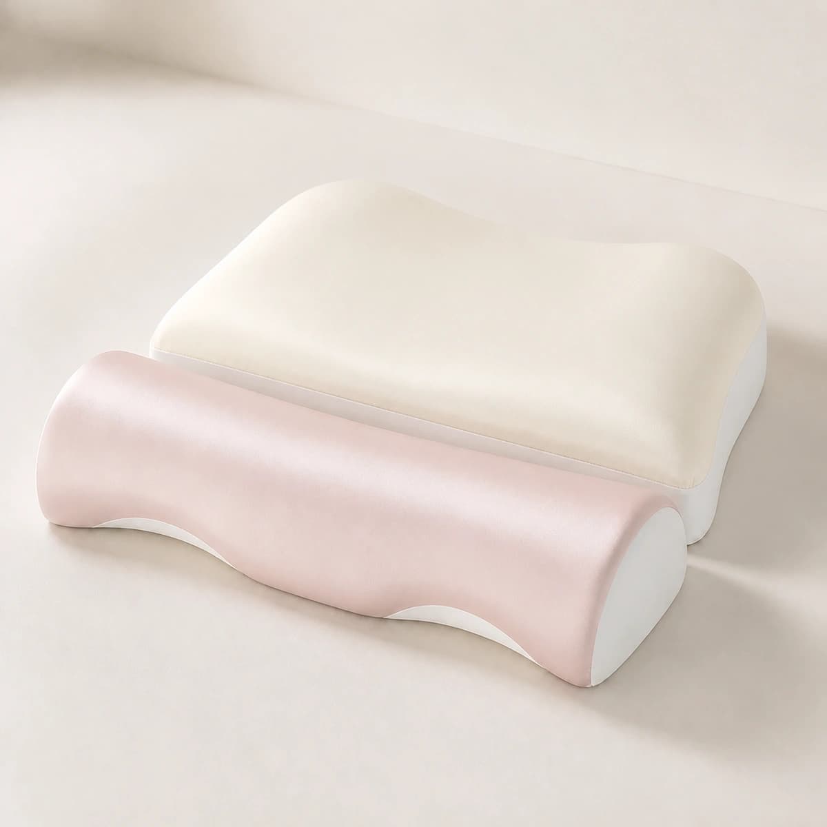CloudArc Neck Pillow in White / Pink Basic