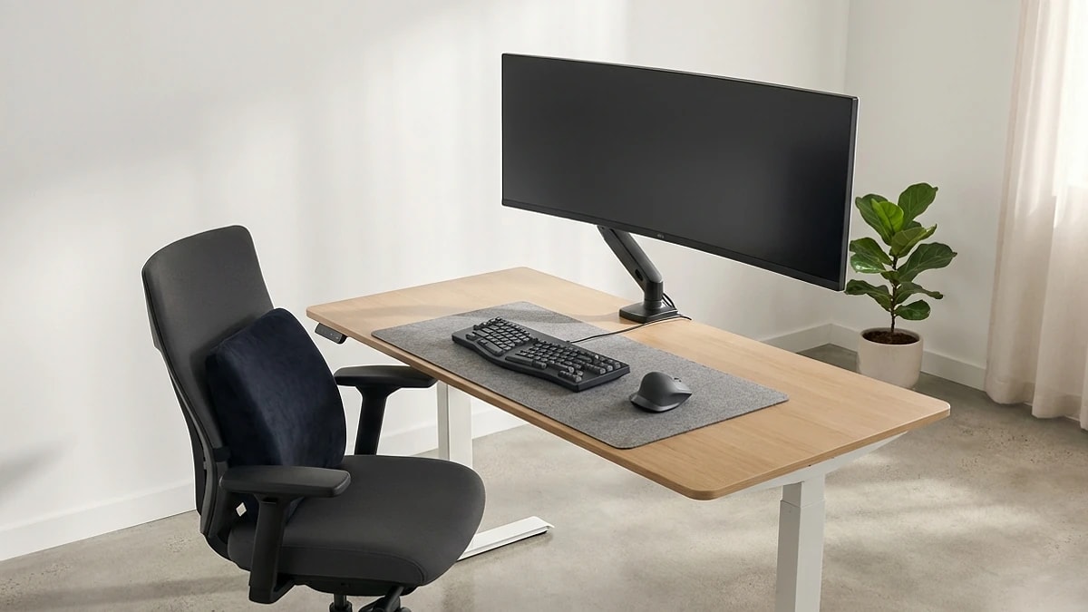 Pairing lumbar support with chair and desk setup