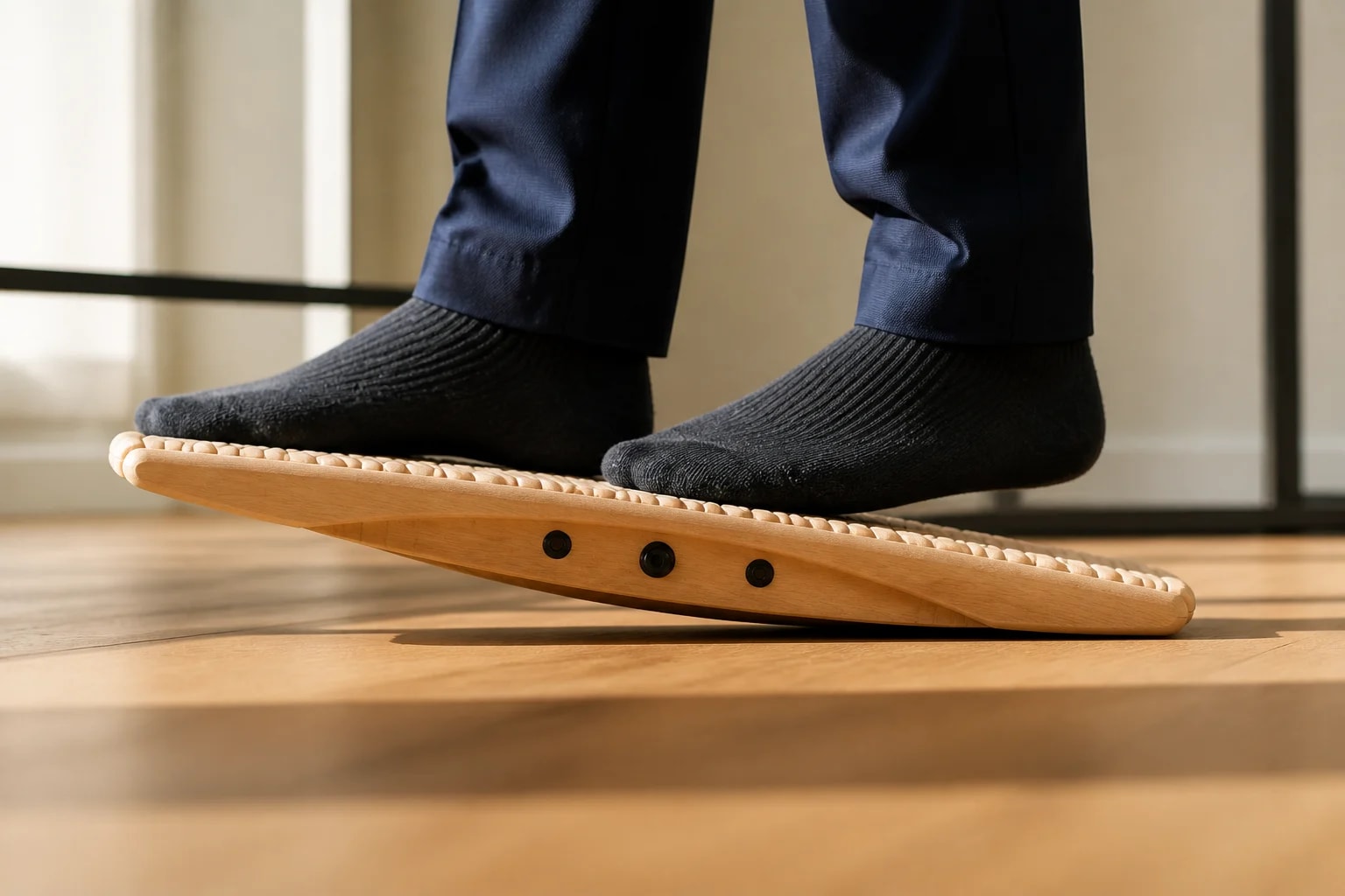 Side view of a small controlled tilt on the ErgoSway board