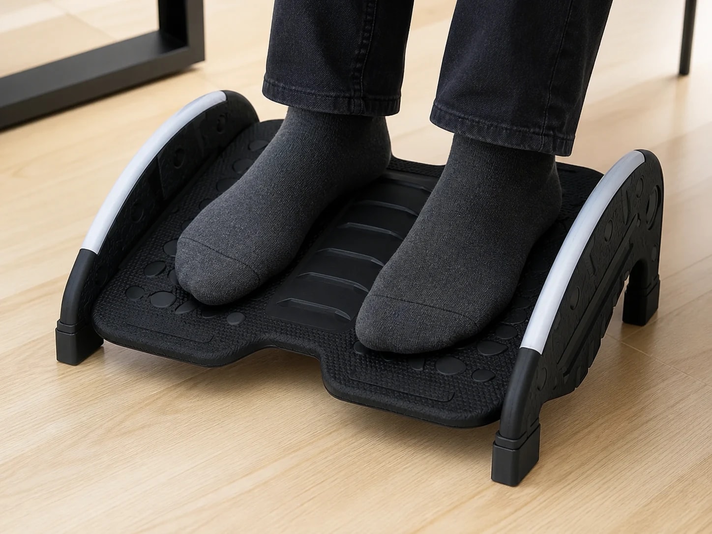 Both feet resting on FlexRock Duo between its curved side frames
