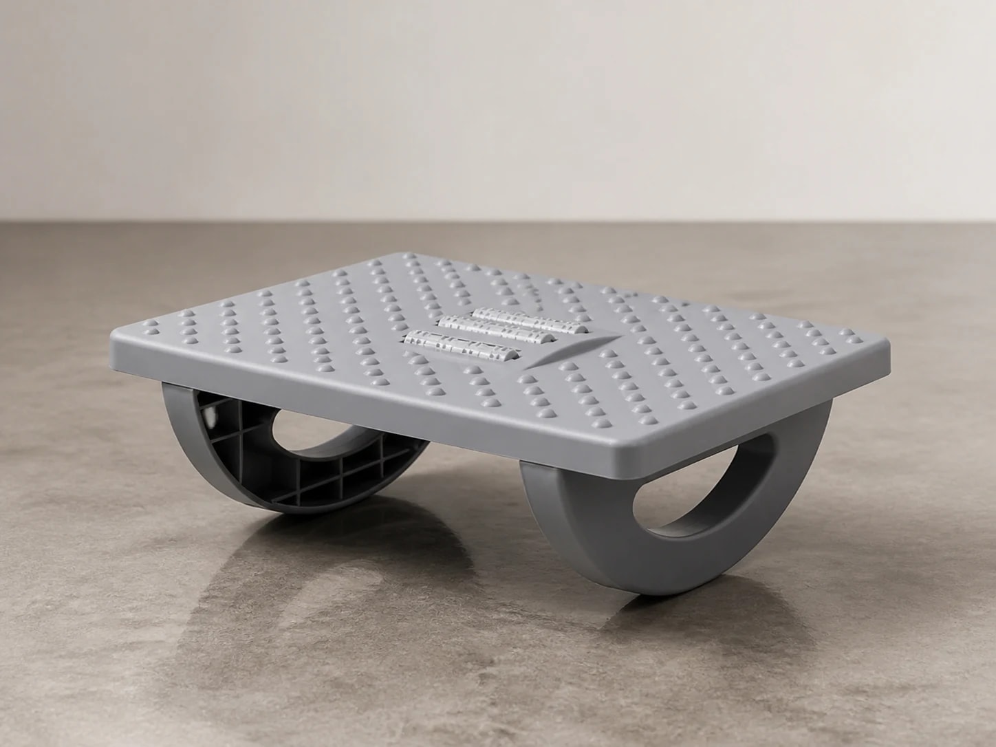 Side view showing the RollArc textured deck and twin curved supports