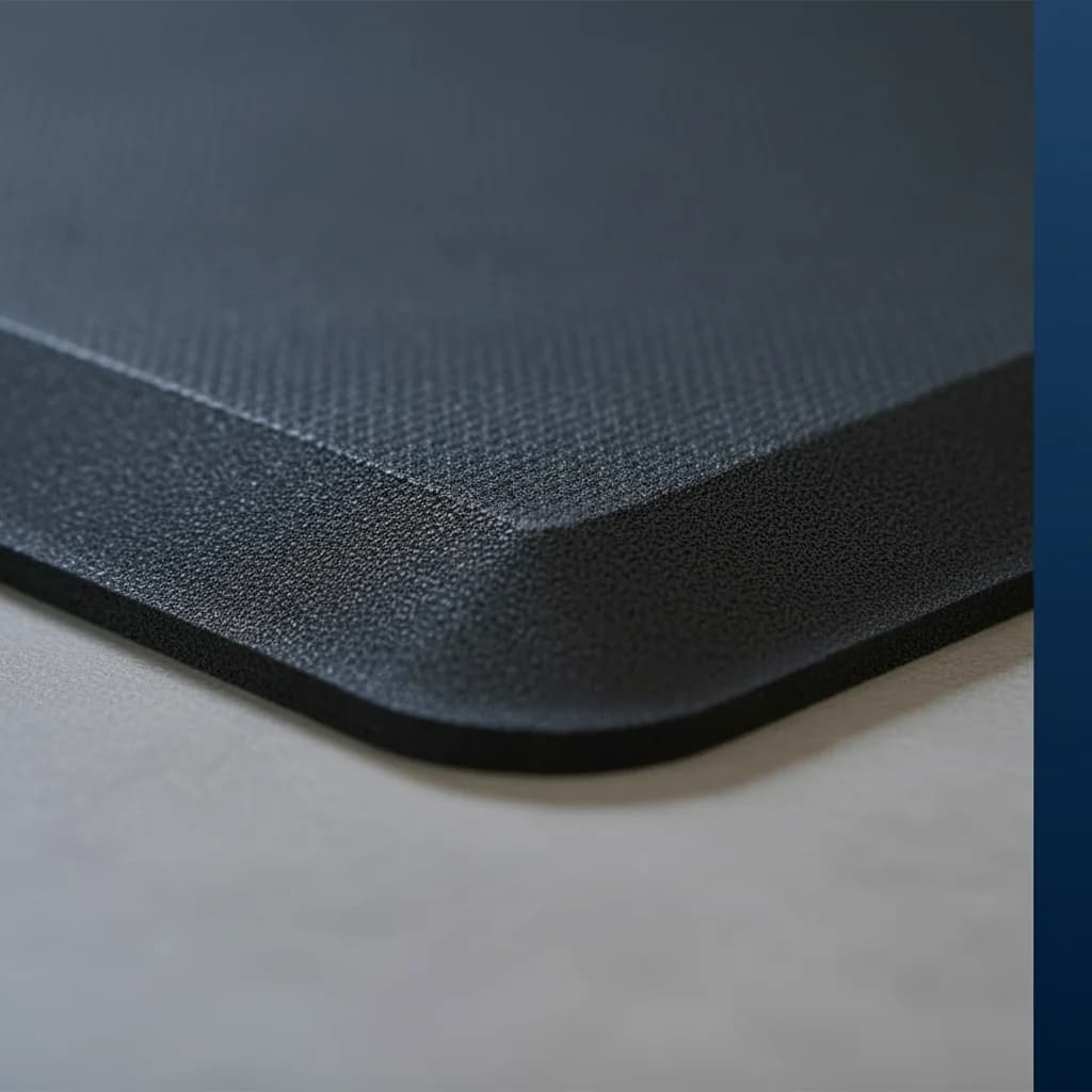 Close-up of the anti-fatigue mat foam and edge