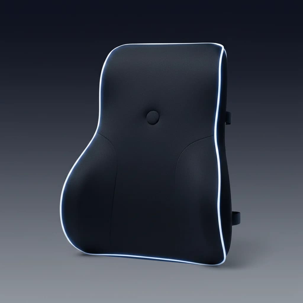 Contoured car lumbar pillow shaped for the lower back