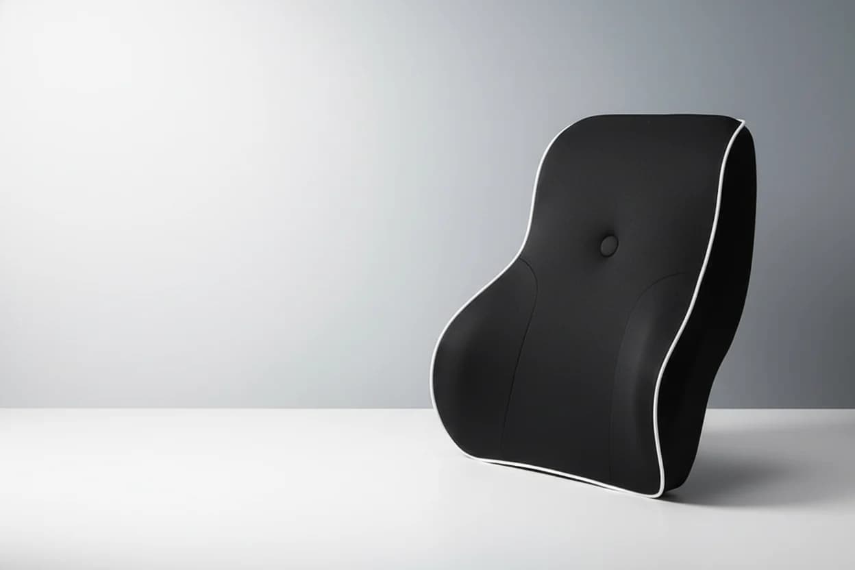 Car lumbar support pillow shown from the front