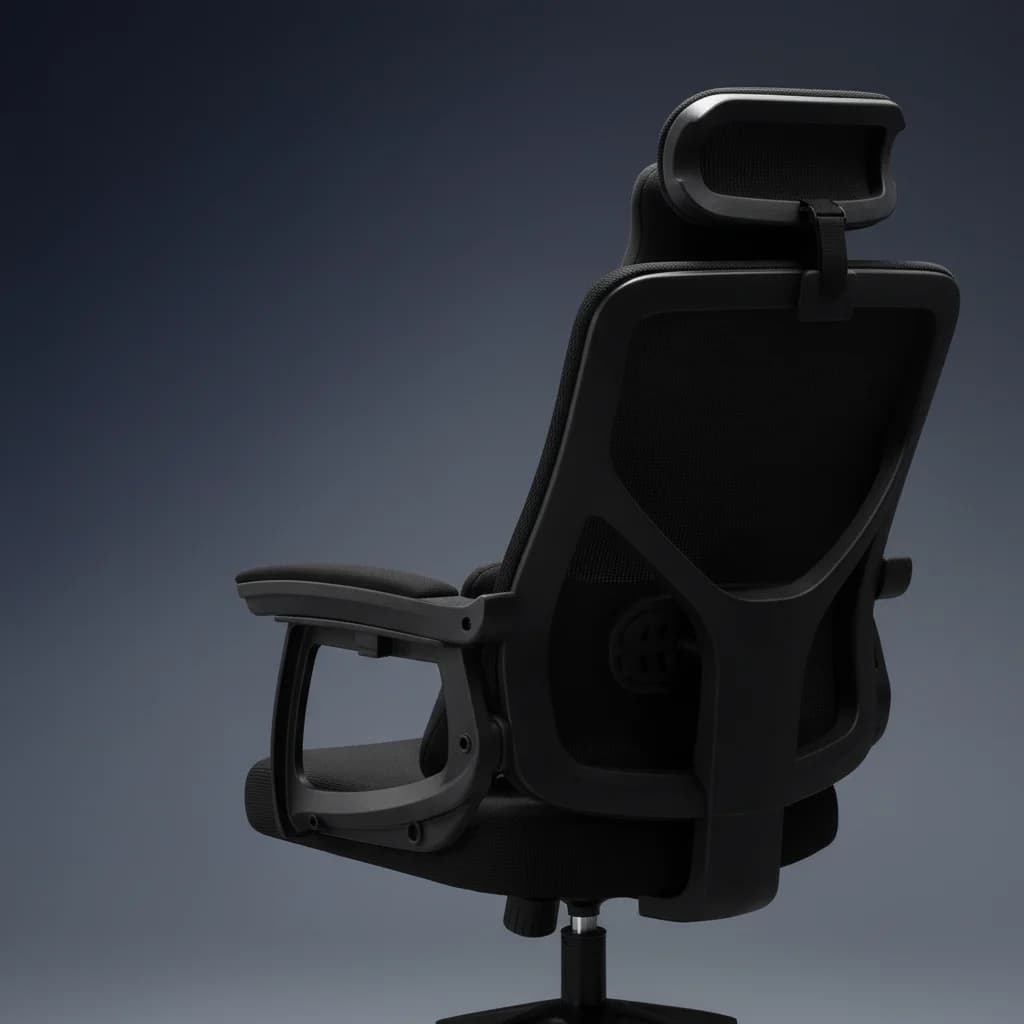 Adjustable headrest of the executive mesh chair
