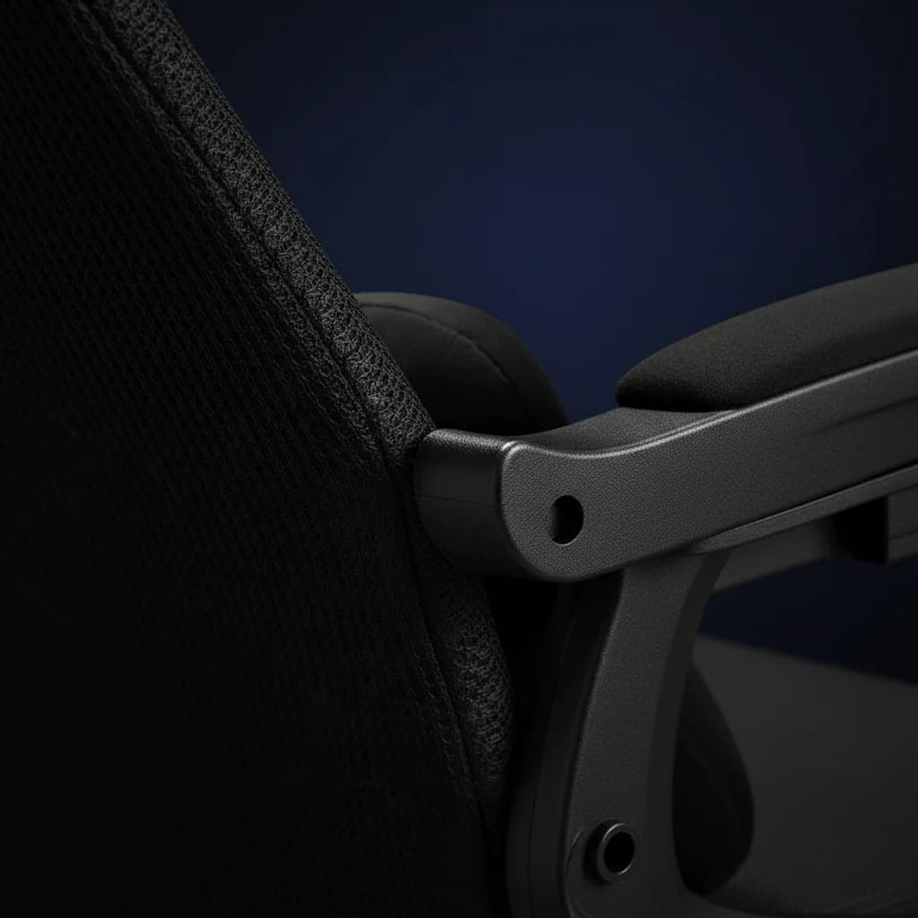 Close-up of the executive mesh chair base and mesh