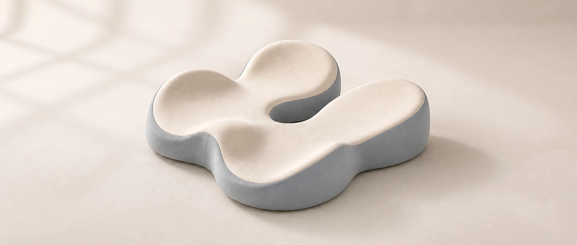 Memory Foam Seat Cushion showing its deep U-shaped rear opening and raised profile