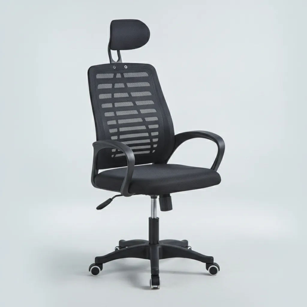 An ERGOLA executive mesh office chair shown from the front, with a breathable woven backrest and contoured seat